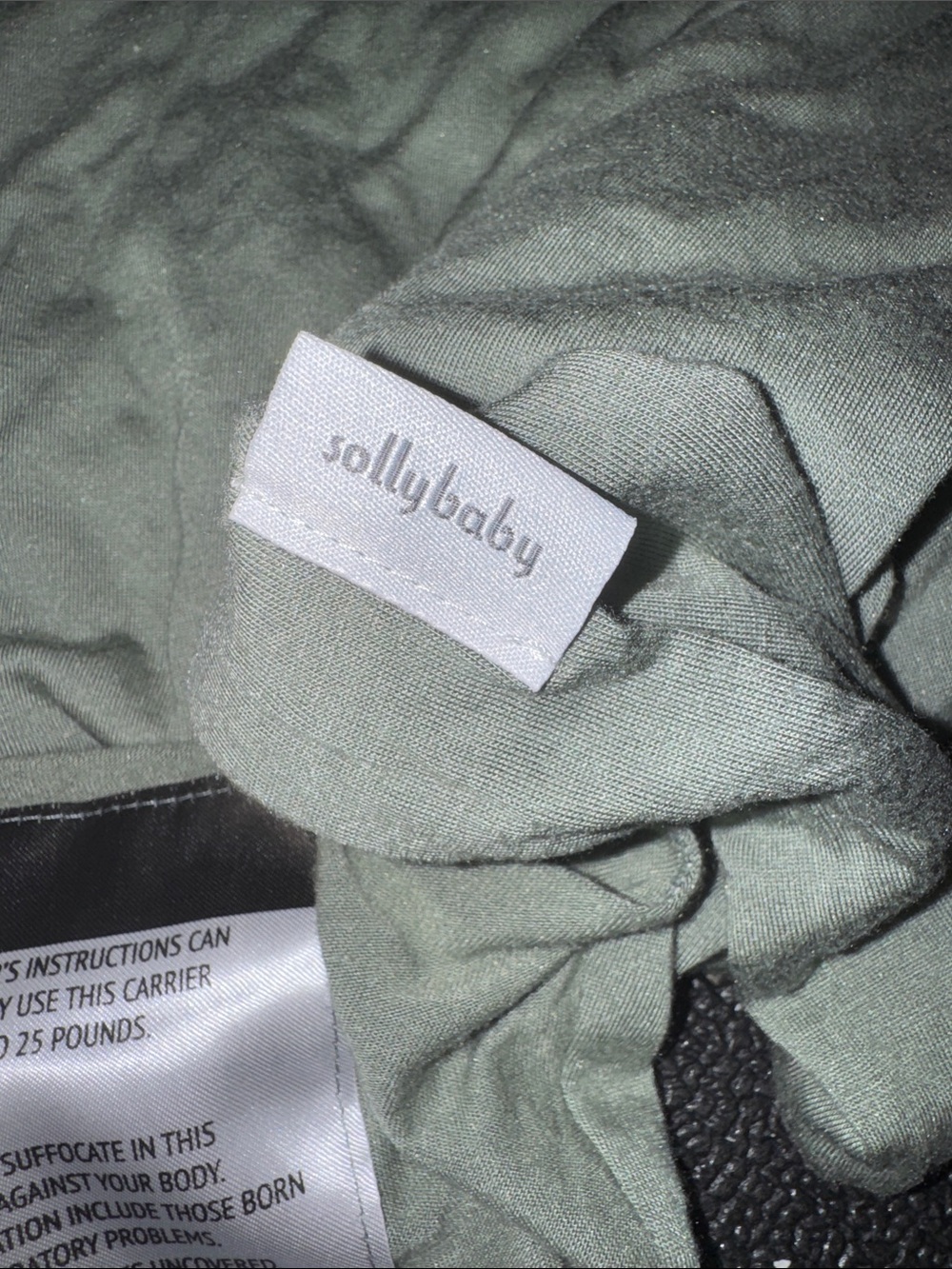 Solly Baby o/s Sage Green Stretch Knit Carrier Cover used, no stains - Picture 3 of 6